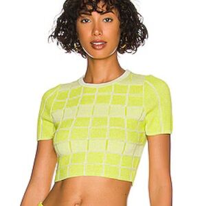 SOLID & STRIPED Yellow and Green Knit Crop Top